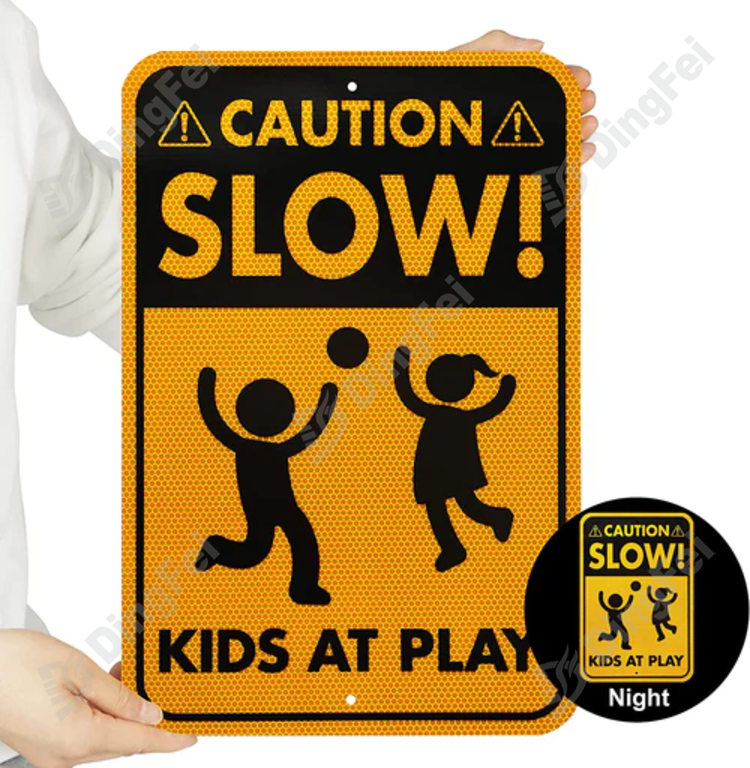 Caution Slow Down Kids At Play Aluminum Warning Sign | Prismatic ...