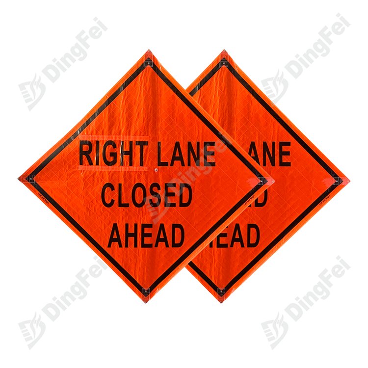 Lane Closed Ahead Roll Up Traffic Sign | Prismatic reflective film, PVC ...
