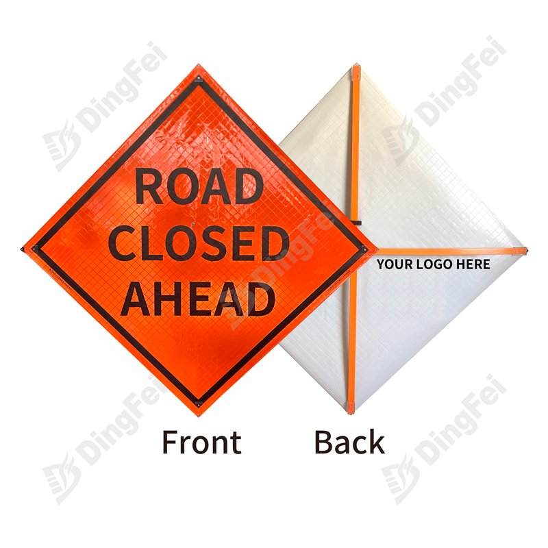 Road Closed Ahead Roll Up Traffic Sign | Prismatic reflective film, PVC ...