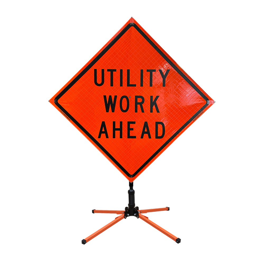 48 Inch Utility Work Ahead Roll Up Reflective Traffic Sign | Prismatic ...